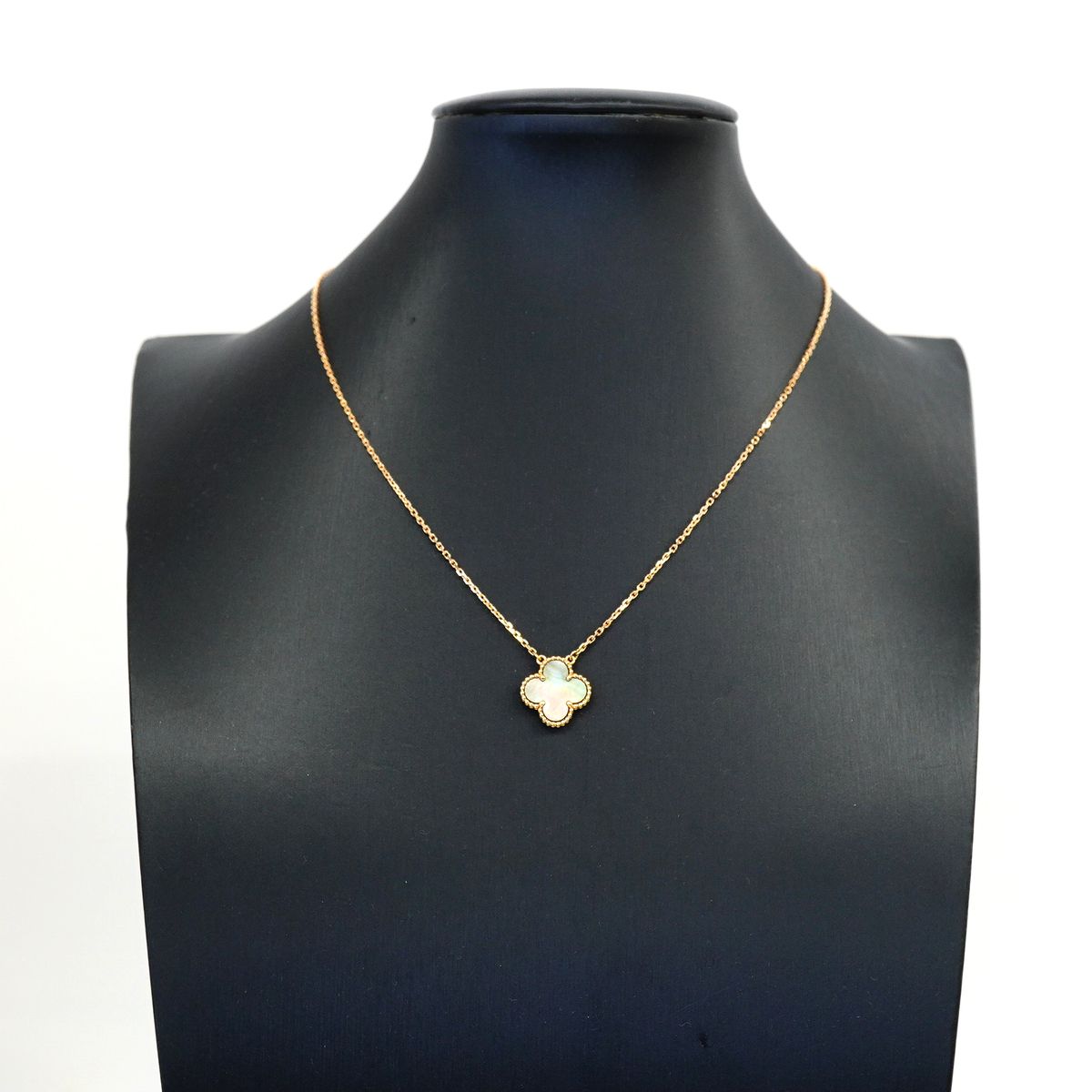 Van Cleef & Arpels Necklace Vintage Alhambra 18k Pink Gold Gray Mother of Pearl — view 6