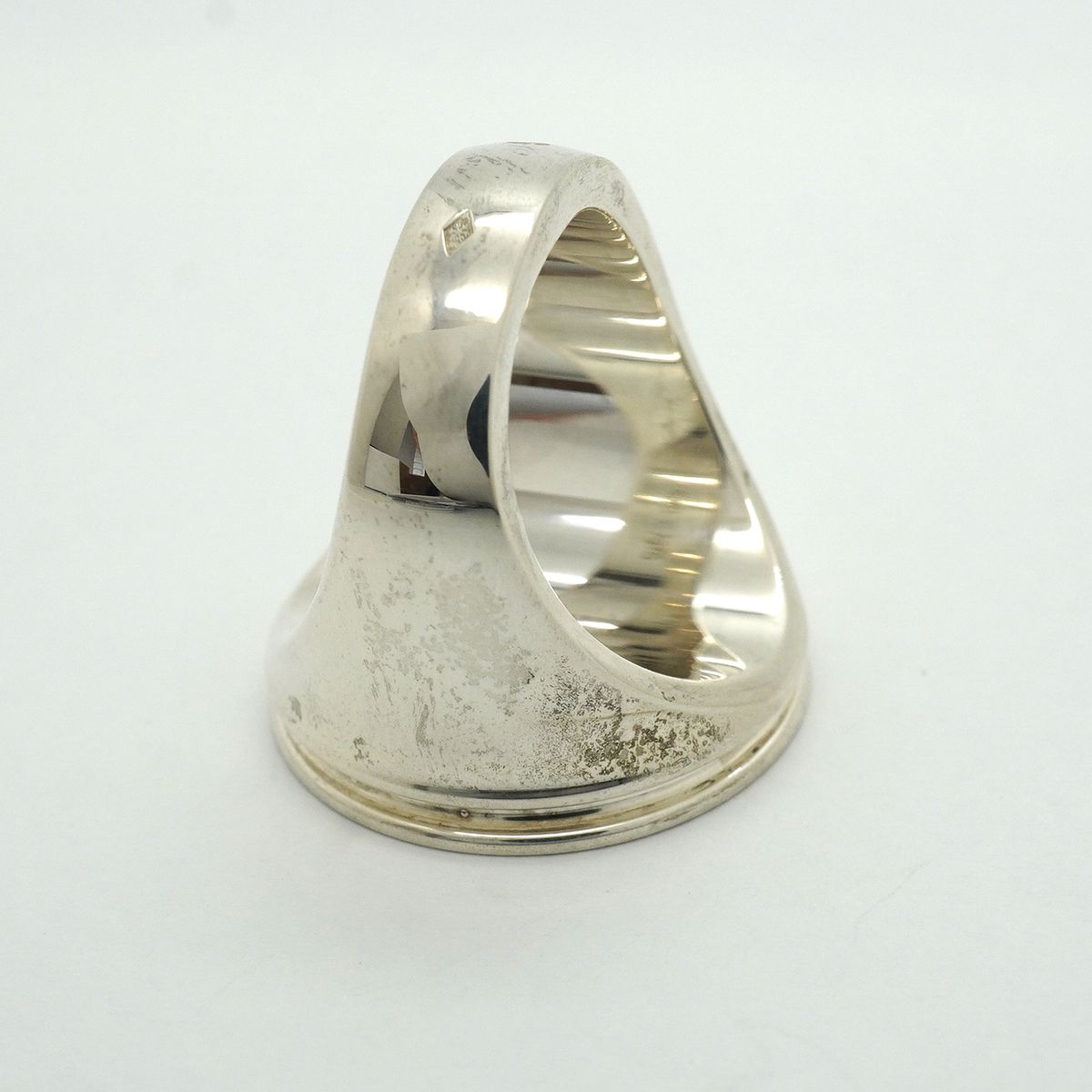 Hermes Ring Signet Round Circle 925 Sterling Silver Brown — view 8
