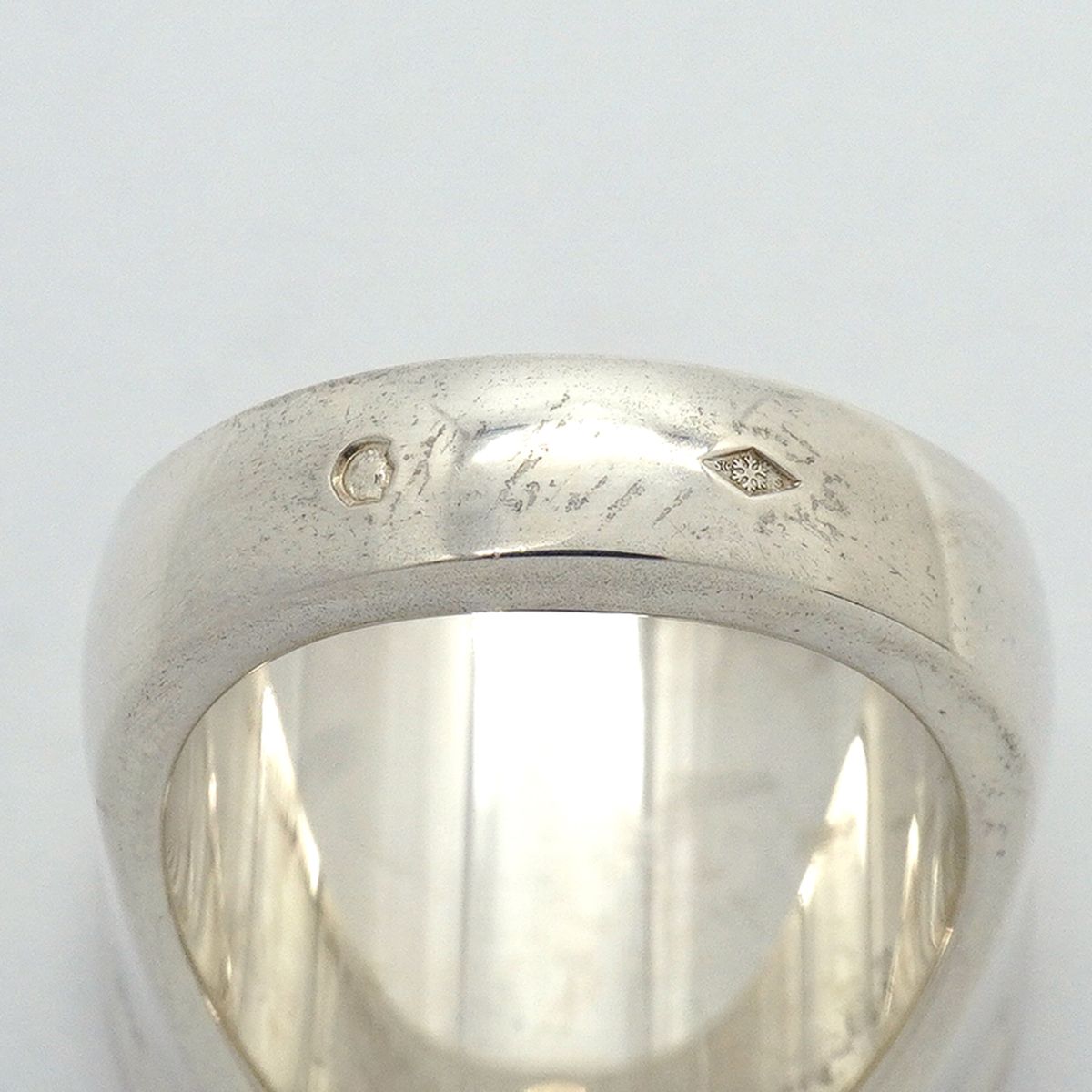Hermes Ring Signet Round Circle 925 Sterling Silver Brown — view 5