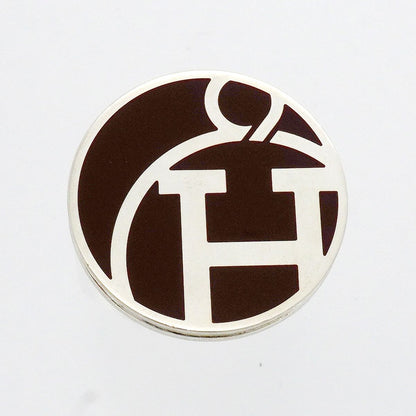 Hermes Ring Signet Round Circle 925 Sterling Silver Brown — view 2