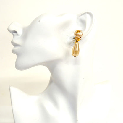 Chanel Earrings Vintage CC Logo Gold Plated Faux Pearl — view 5