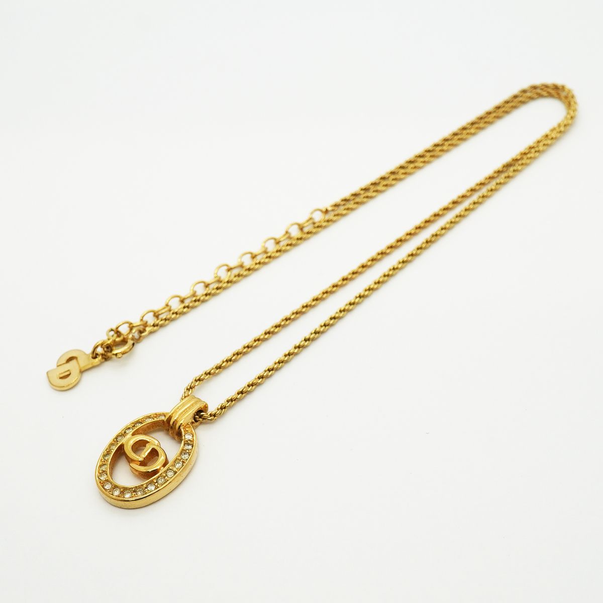 Dior Necklace CD Logo Gold Plated Rhinestone — view 3