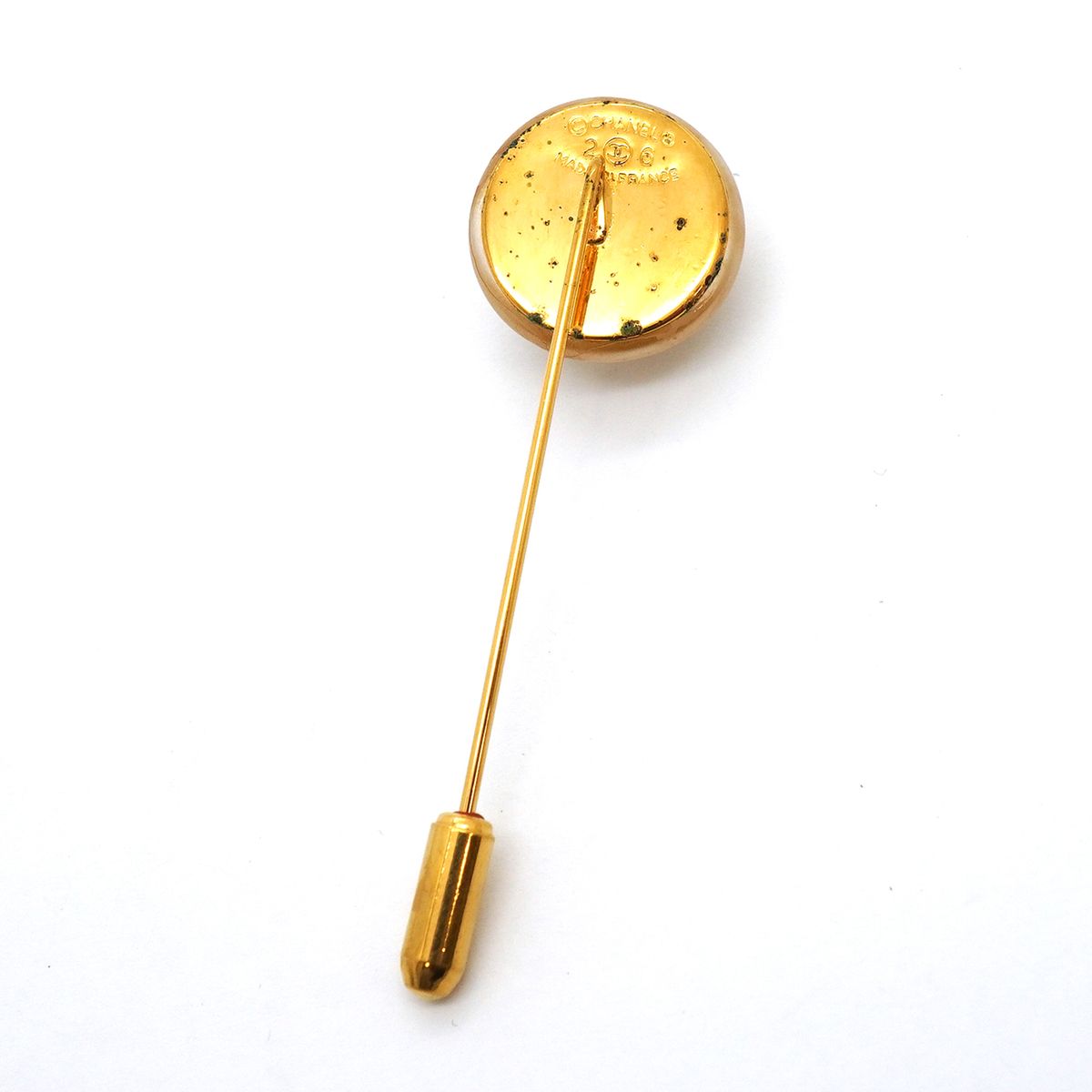 Chanel Pin Brooch Vintage CC Logo Gold Plated Faux Pearl — view 5
