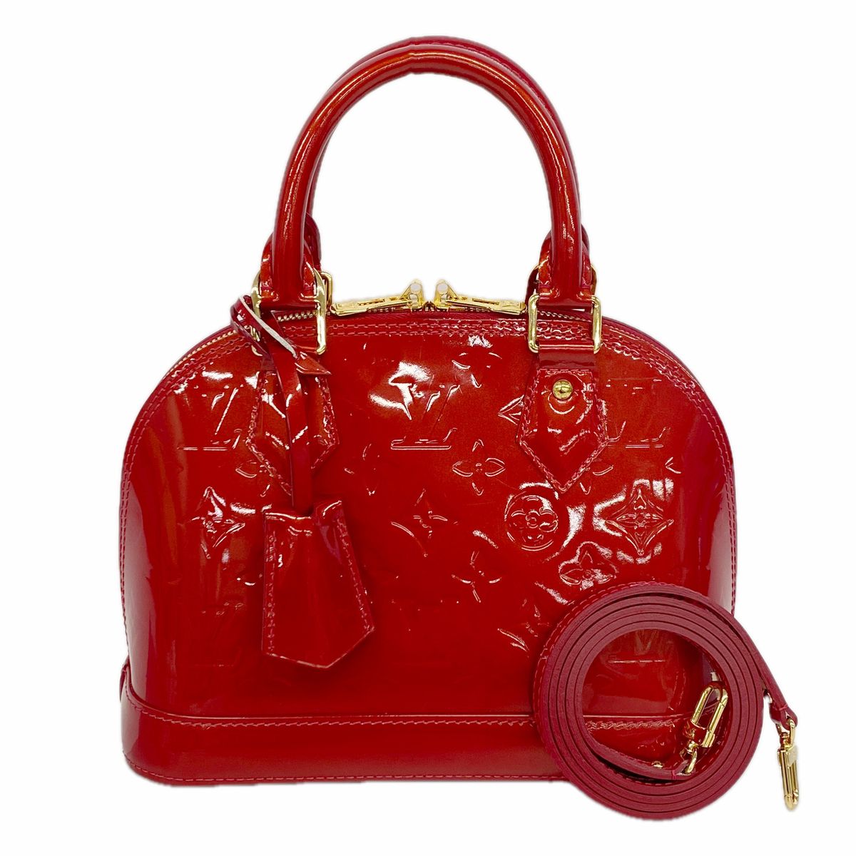Louis Vuitton Handbag Vernis Alma BB Rouge Grenat Dine 2-Way Bag