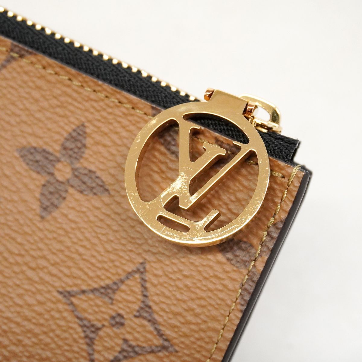 Louis Vuitton Coin Purse Monogram Reverse Card Case Romy Brown Black — view 8