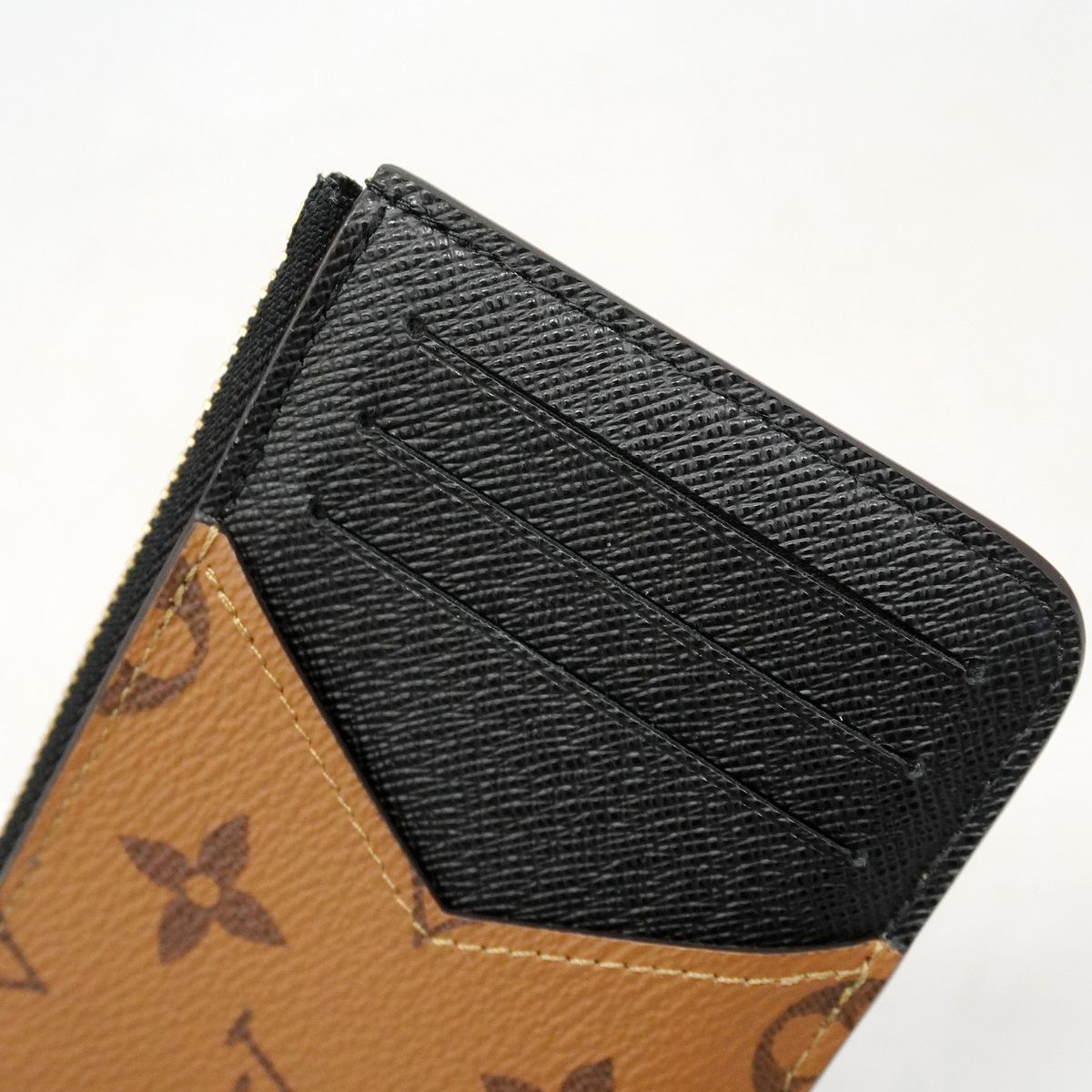 Louis Vuitton Coin Purse Monogram Reverse Card Case Romy Brown Black — view 7