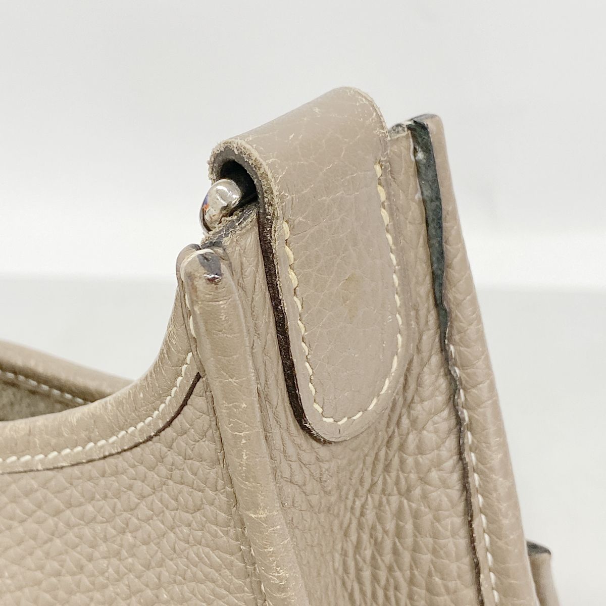 Hermes Shoulder Bag Evelyne Taurillon Clemence Etoupe Silver — view 8