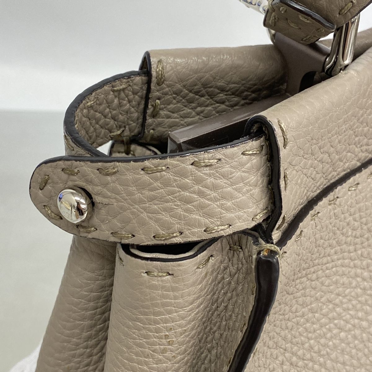 Fendi Handbag Selleria Peekaboo Leather Greige Silver 2-Way Bag — view 7