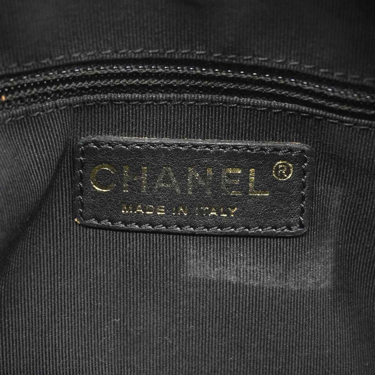 Chanel Chain Tote Bag Quilted Caviar Leather Black Gold — view 5