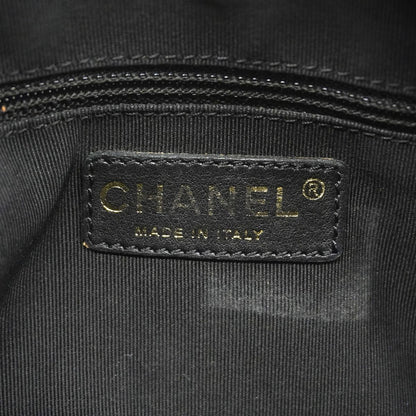 Chanel Chain Tote Bag Quilted Caviar Leather Black Gold — view 5
