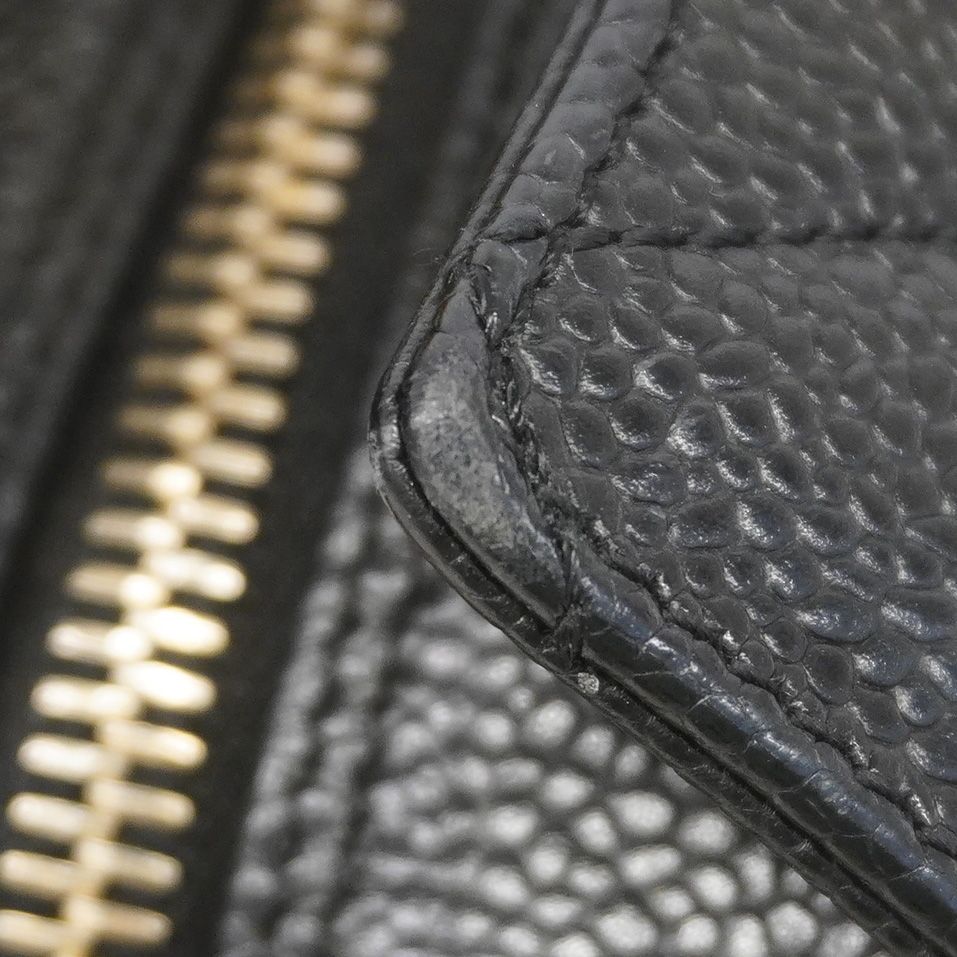 Chanel Chain Tote Bag Quilted Caviar Leather Black Gold — view 7