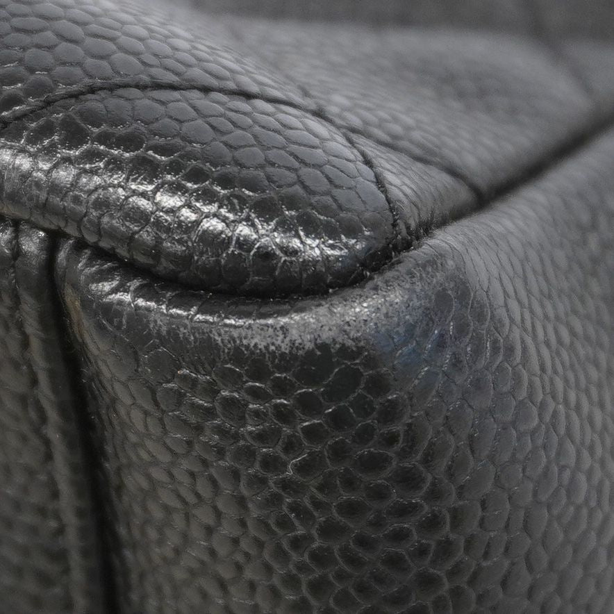 Chanel Chain Tote Bag Quilted Caviar Leather Black Gold — view 6