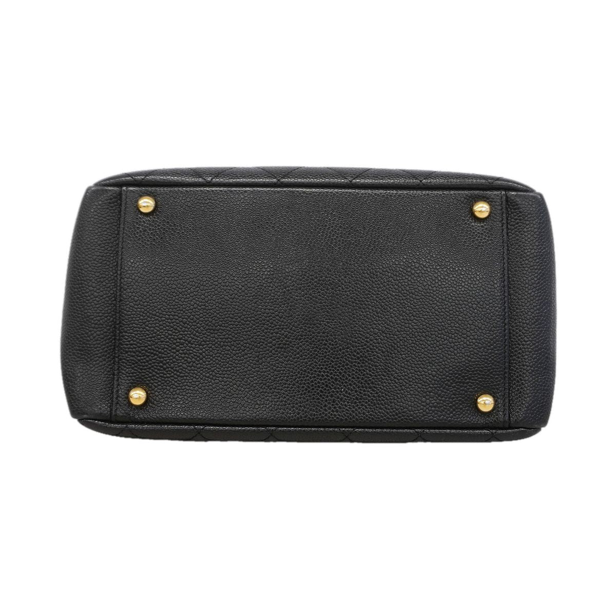 Chanel Chain Tote Bag Quilted Caviar Leather Black Gold — view 3