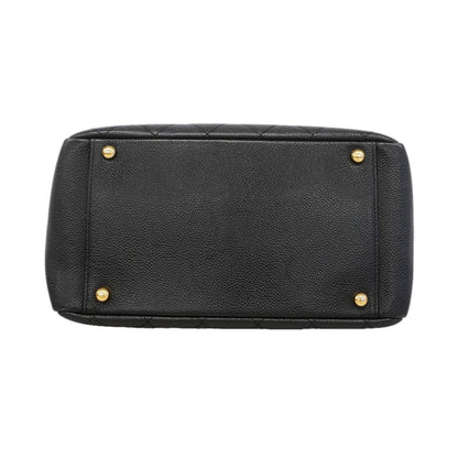 Chanel Chain Tote Bag Quilted Caviar Leather Black Gold — view 3