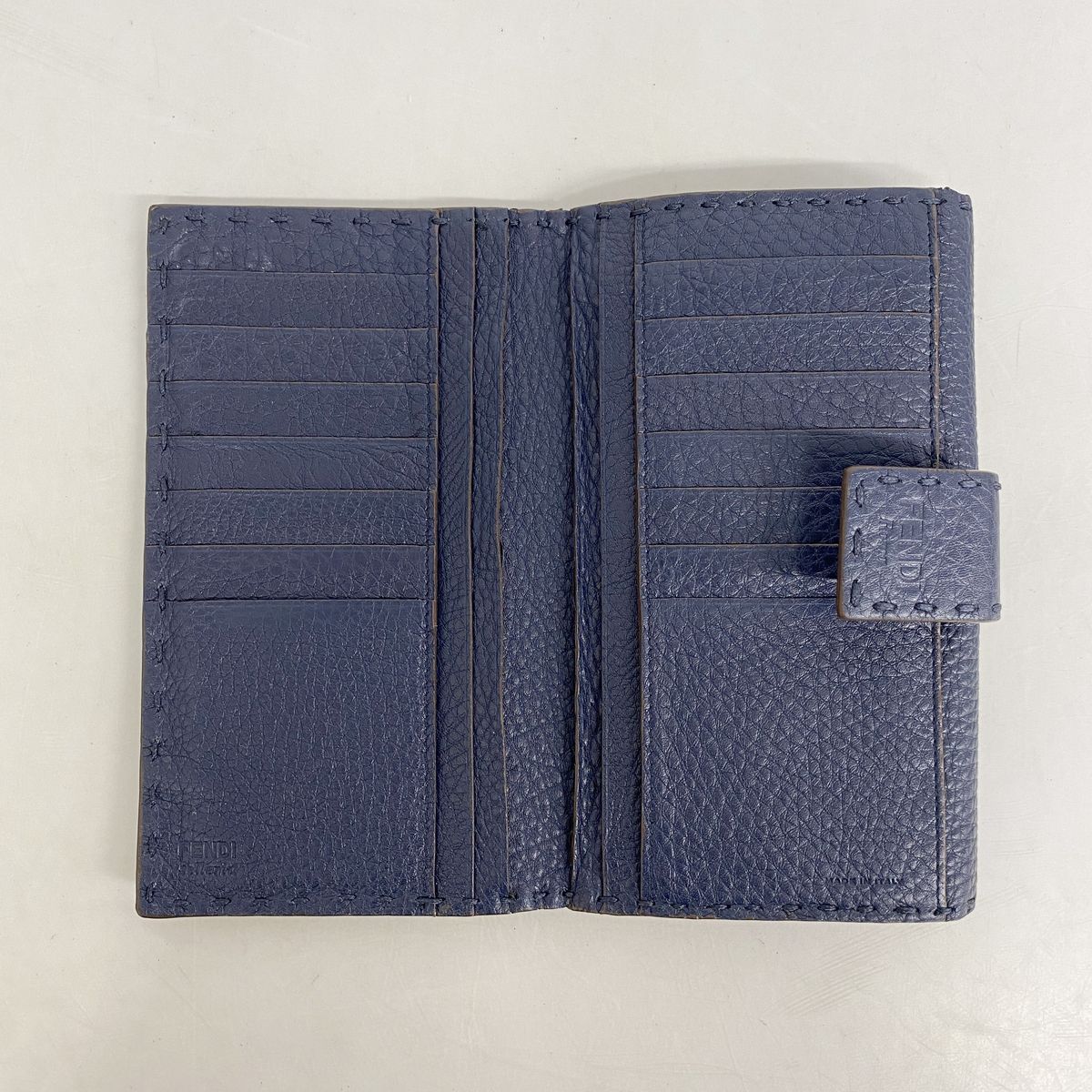 Fendi Wallet Selleria Peekaboo Leather Navy Silver — view 3