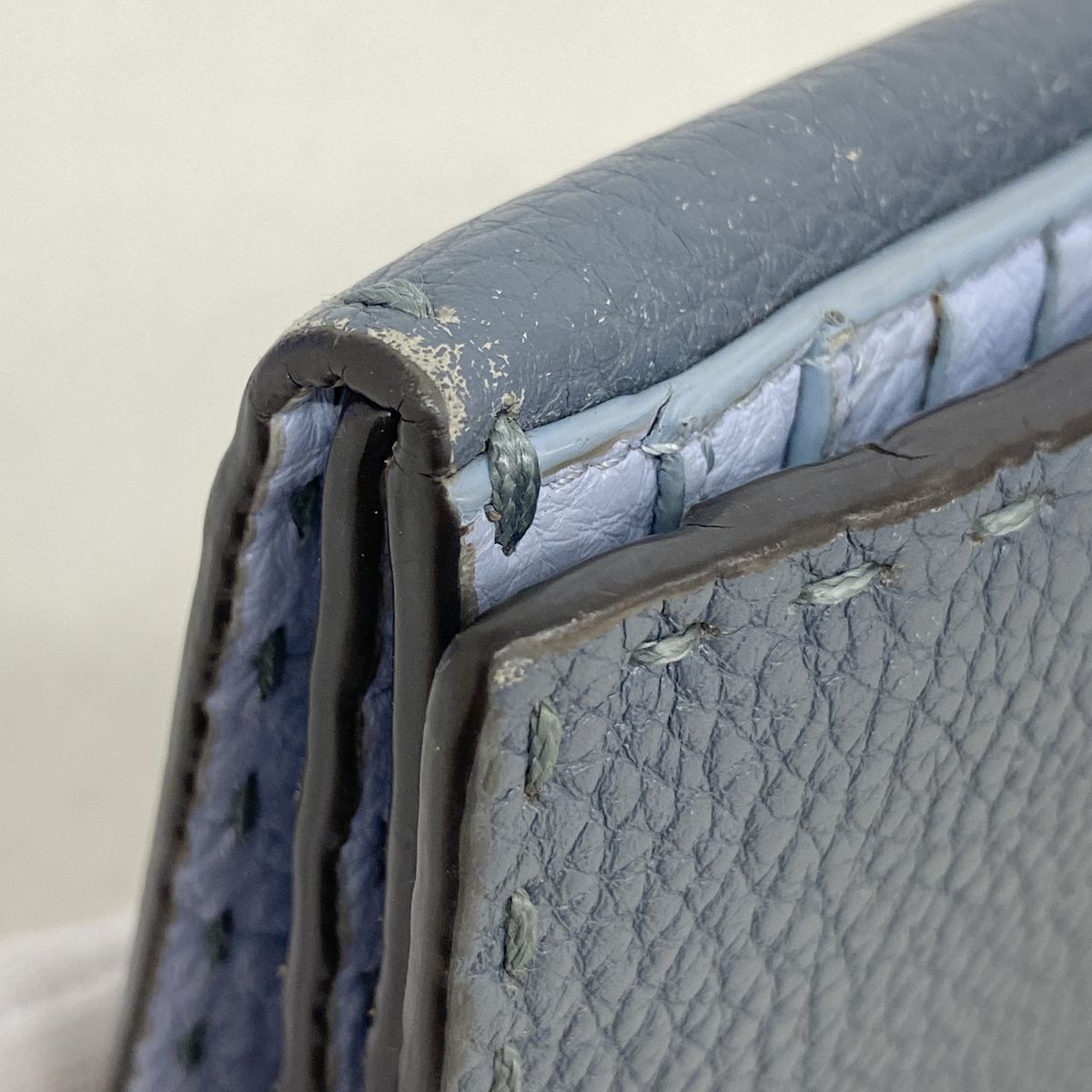 Fendi Wallet Selleria Peekaboo Leather Blue Silver — view 6