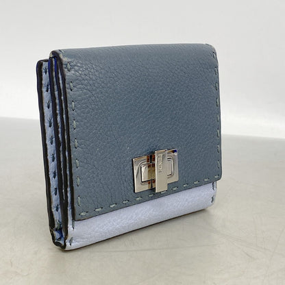 Fendi Wallet Selleria Peekaboo Leather Blue Silver — view 2