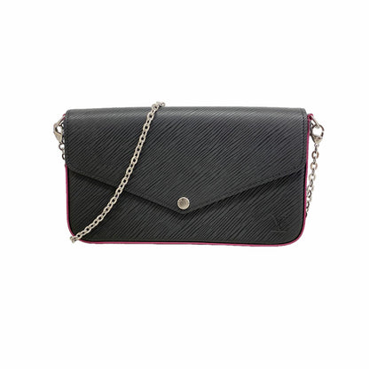 Louis Vuitton Wallet on Chain Epi Pochette Felicie Noir Hot Pink Shoulder Bag