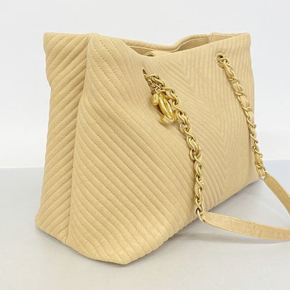 Chanel Chain Tote Bag V-stitch Leather Brown Gold — view 2