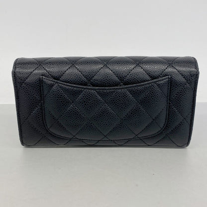 Chanel Wallet Quilted Caviar Leather Black Gold — view 8