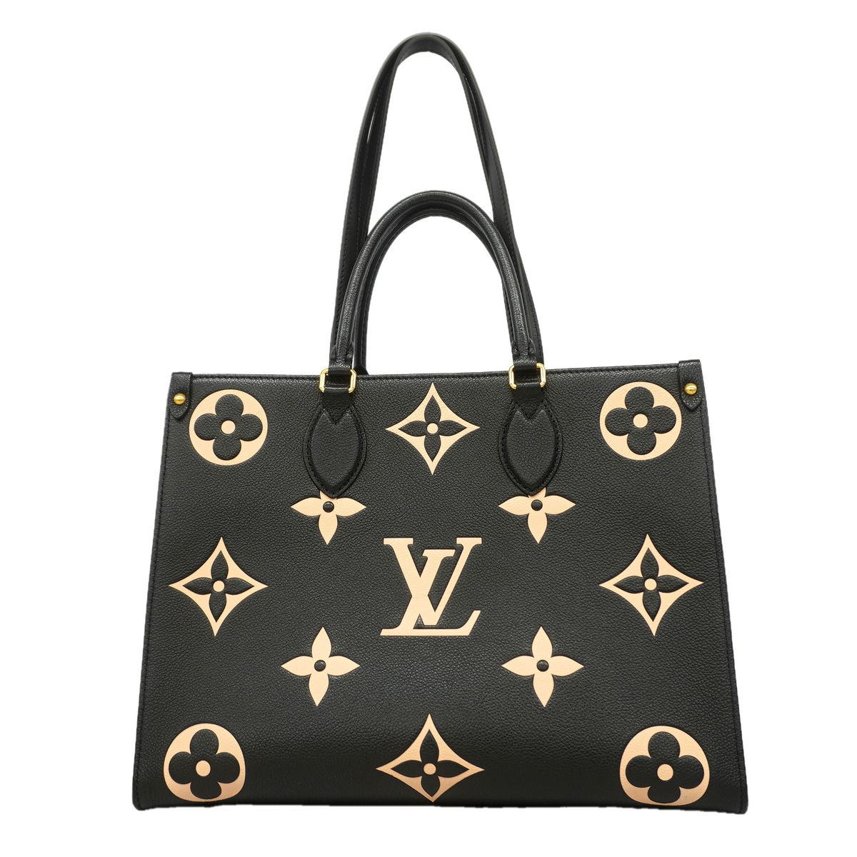 Louis Vuitton Tote Bag Monogram Empreinte On The Go MM Black Beige 2-Way