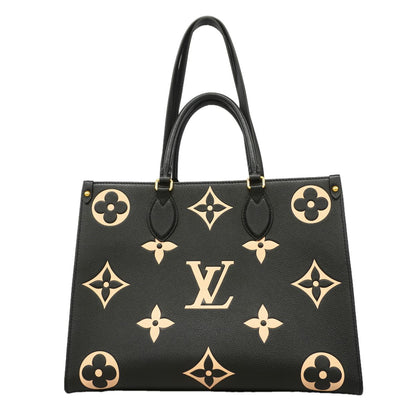 Louis Vuitton Tote Bag Monogram Empreinte On The Go MM Black Beige 2-Way