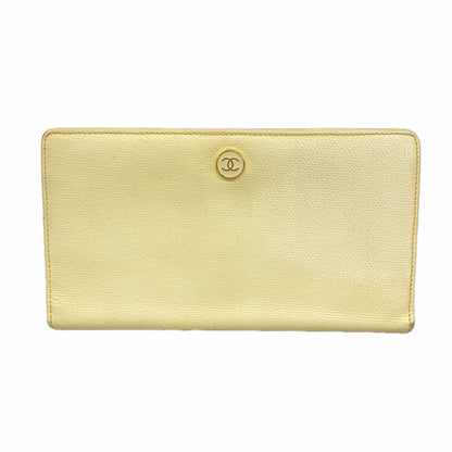 Chanel Wallet Coco Buttons Leather Ivory Gold