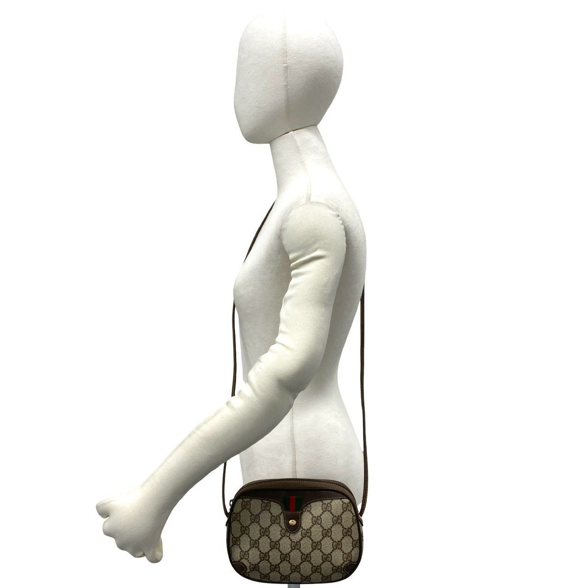 Gucci Vintage Sherry Line GG Pattern Logo Leather Shoulder Bag Pochette Brown — view 2