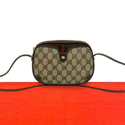 Gucci Vintage Sherry Line GG Pattern Logo Leather Shoulder Bag Pochette Brown