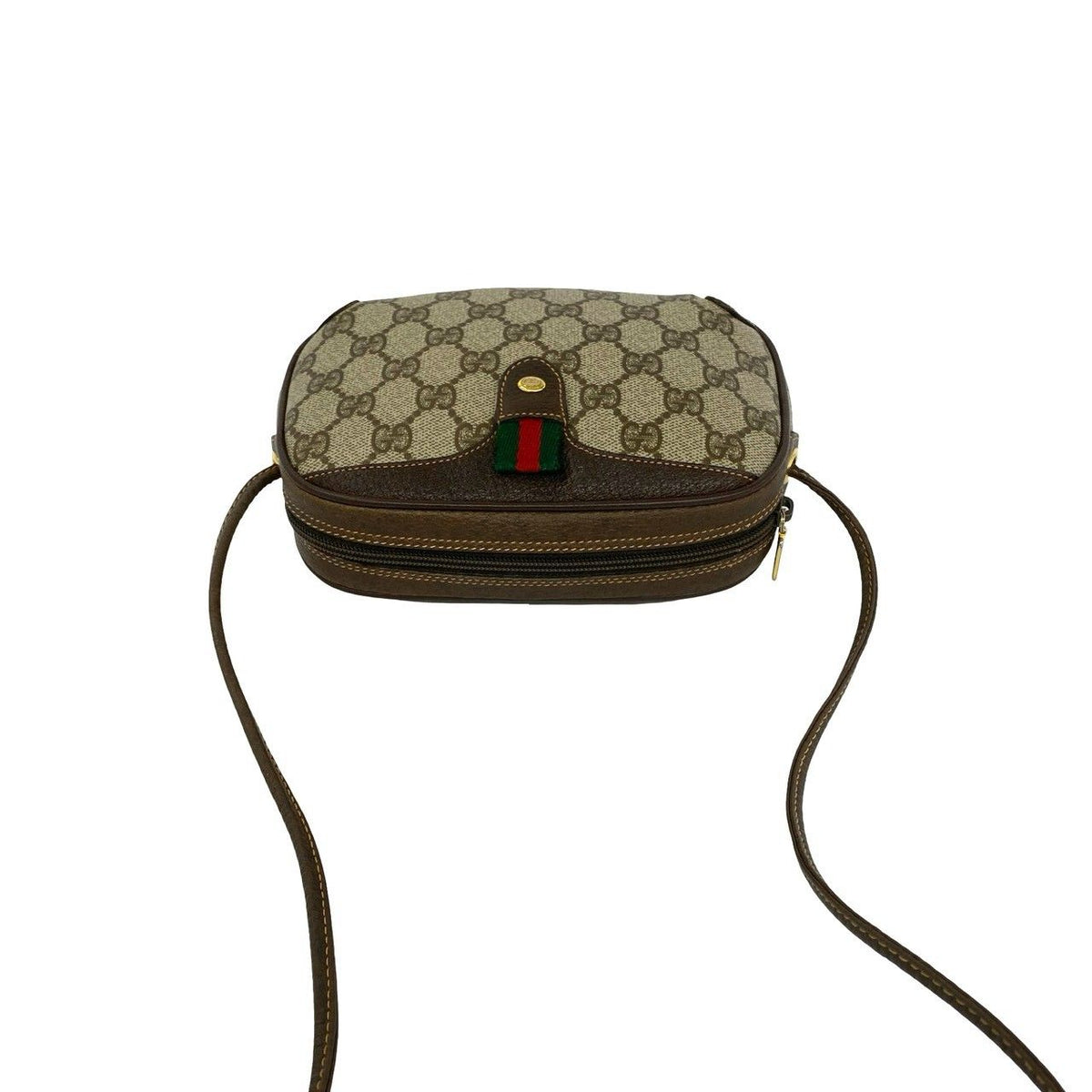 Gucci Vintage Sherry Line GG Pattern Logo Leather Shoulder Bag Pochette Brown — view 4