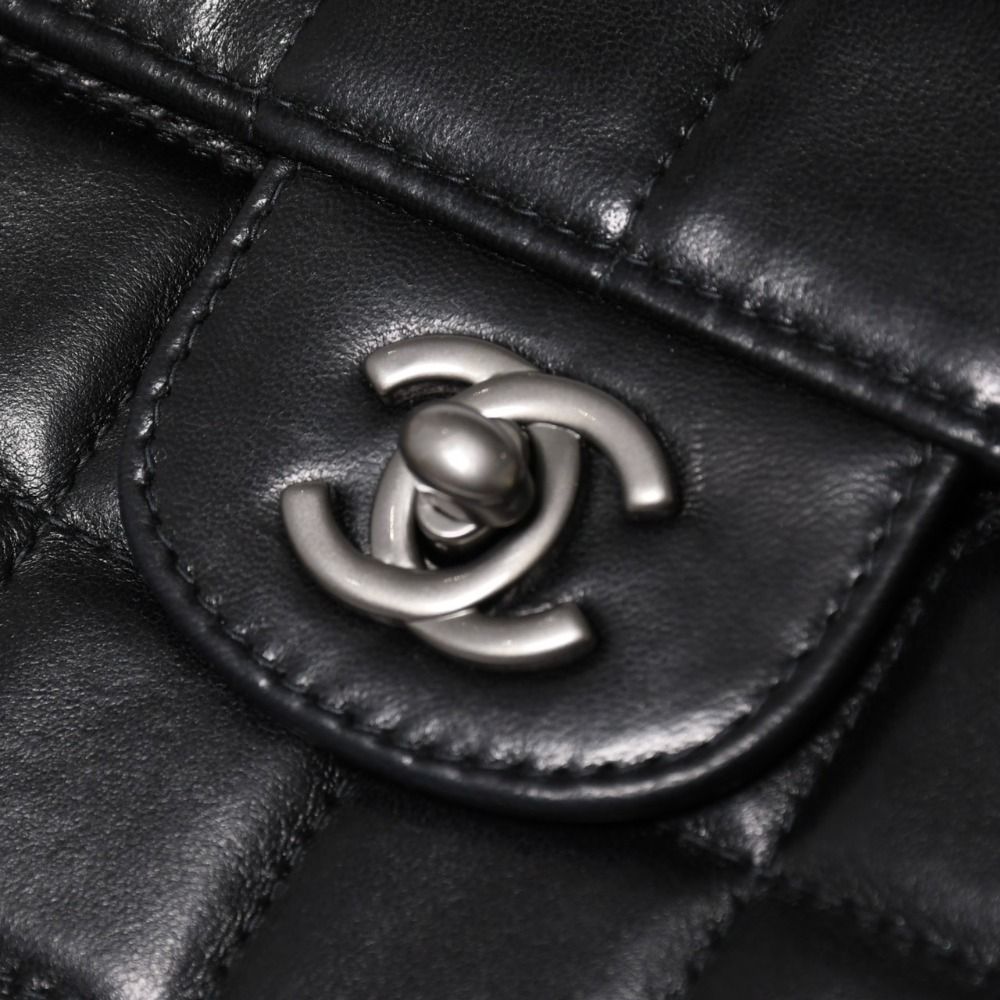 Chanel East West Chain Shoulder Bag CC Logo Choco Bar Lambskin Black — view 7