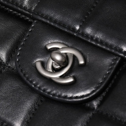 Chanel East West Chain Shoulder Bag CC Logo Choco Bar Lambskin Black — view 7