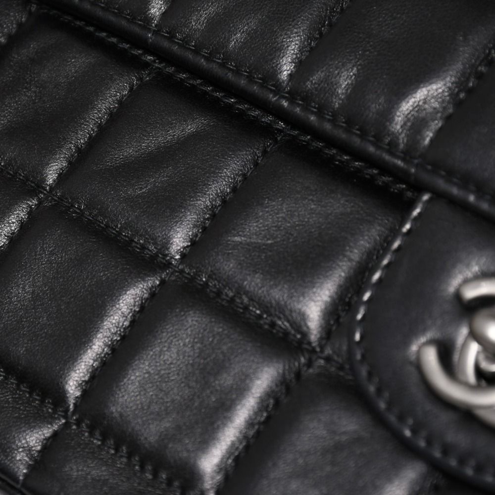 Chanel East West Chain Shoulder Bag CC Logo Choco Bar Lambskin Black — view 8