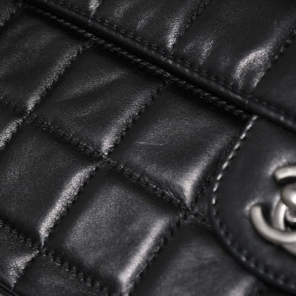 Chanel East West Chain Shoulder Bag CC Logo Choco Bar Lambskin Black — view 8