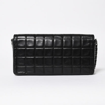 Chanel East West Chain Shoulder Bag CC Logo Choco Bar Lambskin Black — view 2