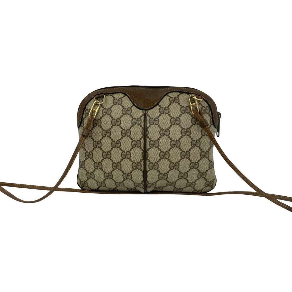Gucci Vintage Sherry Line GG Pattern Logo Leather Shoulder Bag Pochette Brown — view 3