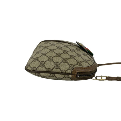 Gucci Vintage Sherry Line GG Pattern Logo Leather Shoulder Bag Pochette Brown — view 6