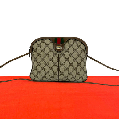 Gucci Vintage Sherry Line GG Pattern Logo Leather Shoulder Bag Pochette Brown