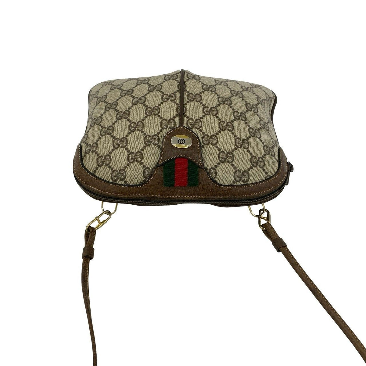 Gucci Vintage Sherry Line GG Pattern Logo Leather Shoulder Bag Pochette Brown — view 4
