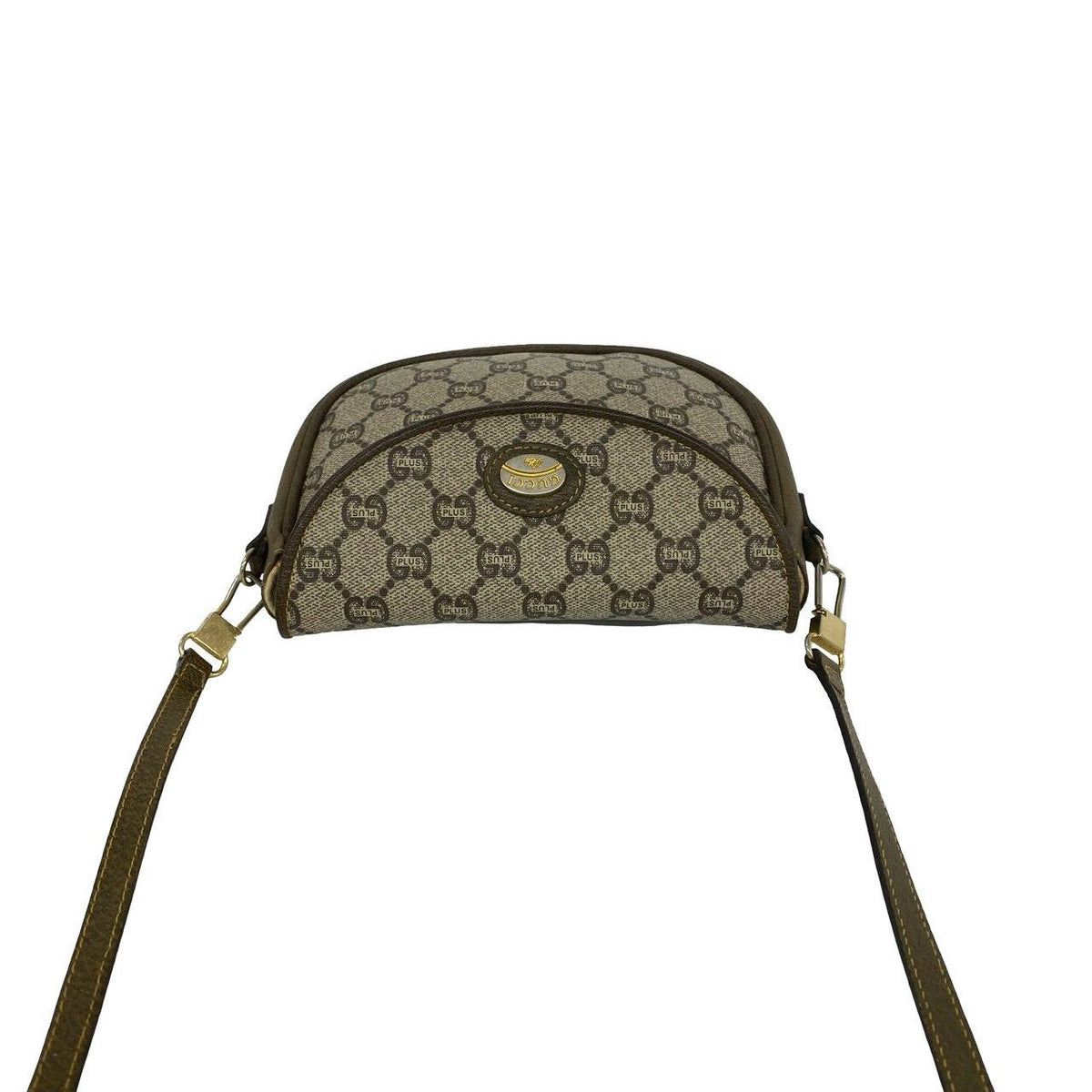 Gucci Vintage Plus Logo Pattern Leather Shoulder Bag Pochette Brown — view 4