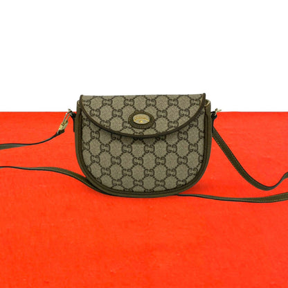 Gucci Vintage Plus Logo Pattern Leather Shoulder Bag Pochette Brown