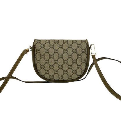 Gucci Vintage Plus Logo Pattern Leather Shoulder Bag Pochette Brown — view 3