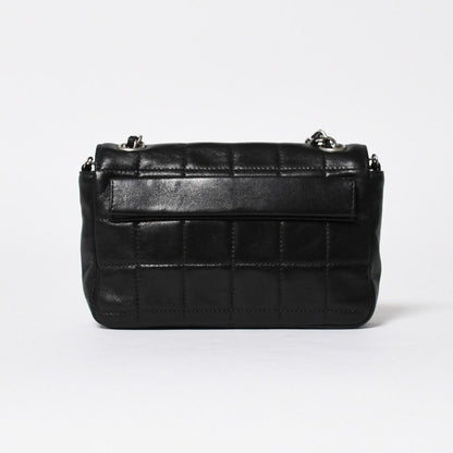 Chanel Choco Bar Chain Shoulder Bag CC Logo Lambskin Black Silver — view 2