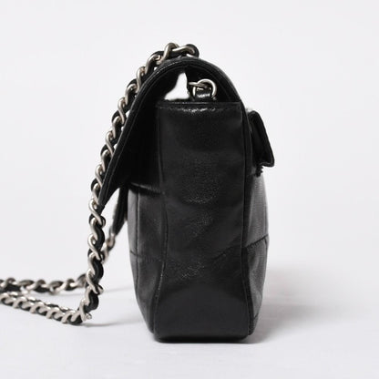 Chanel Choco Bar Chain Shoulder Bag CC Logo Lambskin Black Silver — view 4