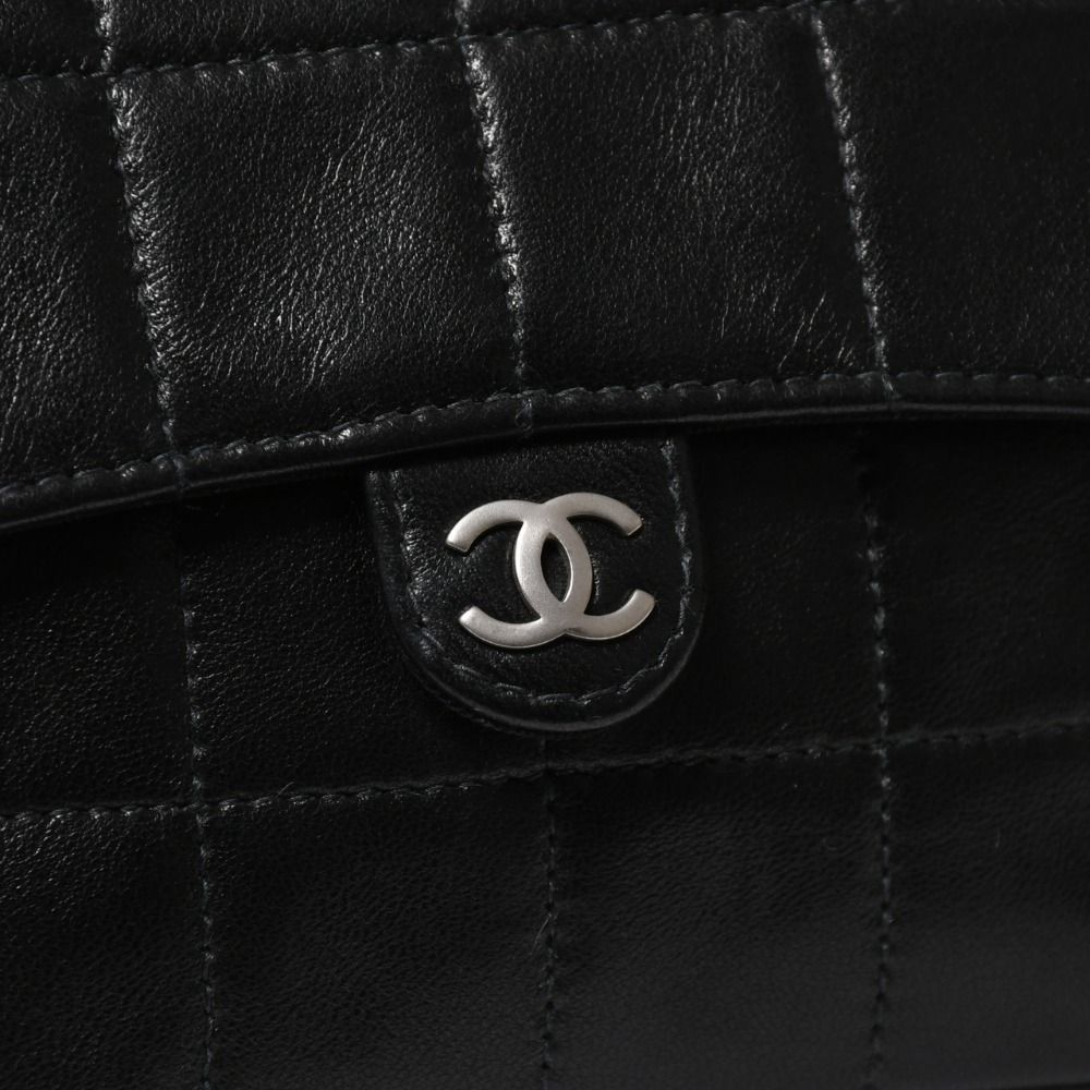 Chanel Choco Bar Chain Shoulder Bag CC Logo Lambskin Black Silver — view 5