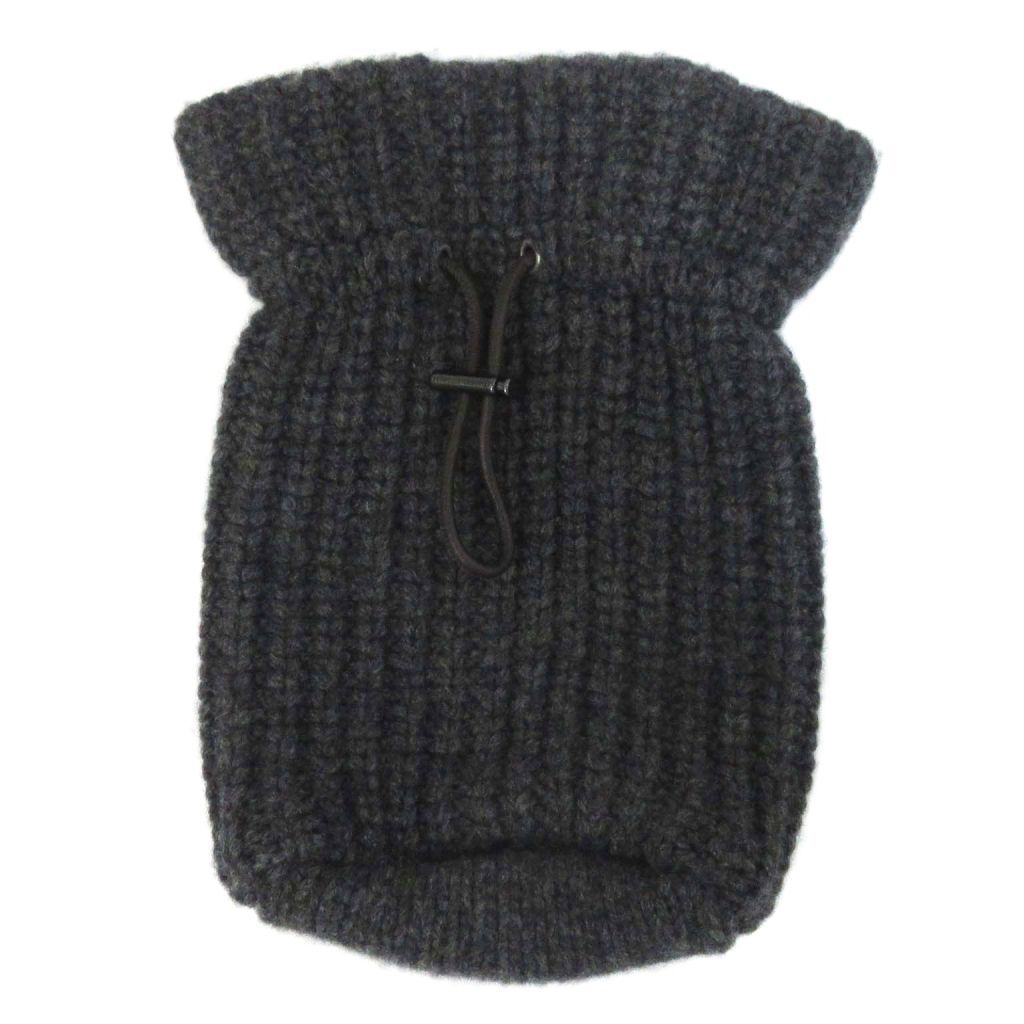 Brunello Cucinelli Cashmere Rib Knit Drawstring Pouch Charcoal Gray Sweater