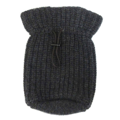 Brunello Cucinelli Cashmere Rib Knit Drawstring Pouch Charcoal Gray Sweater