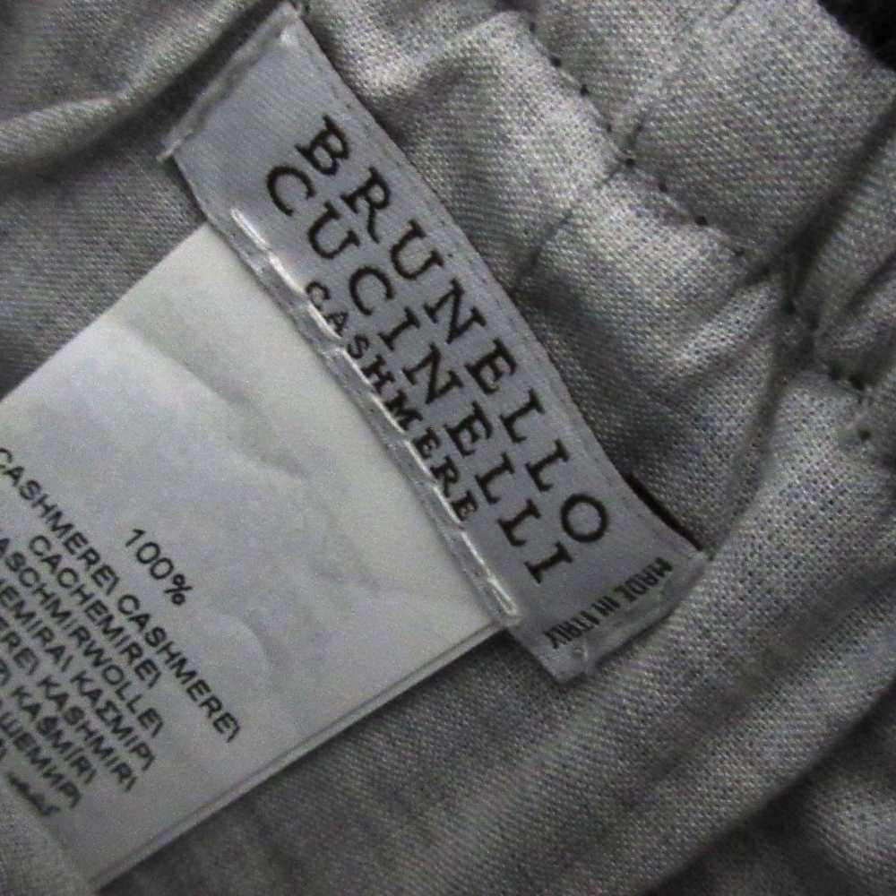 Brunello Cucinelli Cashmere Rib Knit Drawstring Pouch Charcoal Gray Sweater — view 5