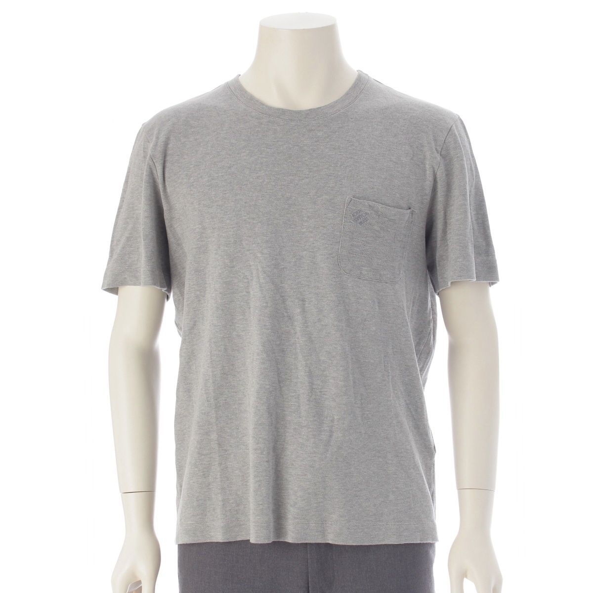 Louis Vuitton Cotton Logo Embroidery Crew Neck Short Sleeve T-Shirt Gray