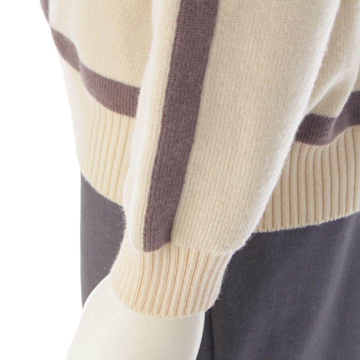 Dior Wool Logo Embroidery Mock Neck Design Sweater Knit Top Beige 52 — view 7